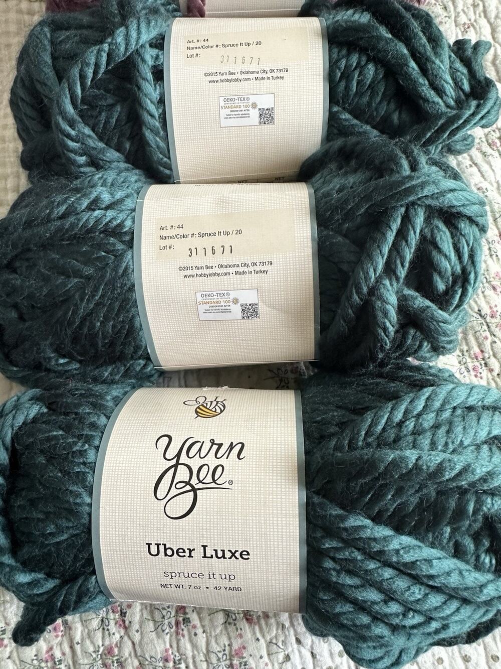 Yarn Bee UBER LUXE - 3 Skeins #20 Spruce It Up - 42 YARDS- Same Dye Lot